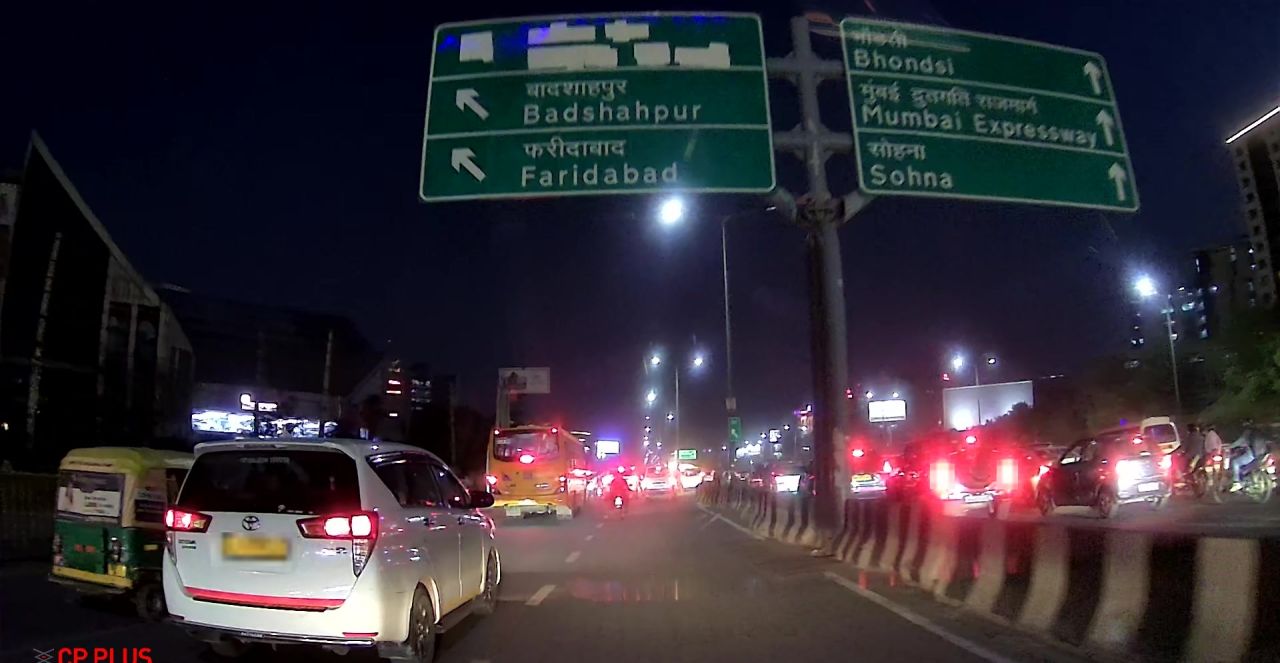 Delhi NCR dashcam frame: Night, clear