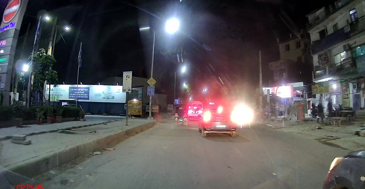 Delhi NCR dashcam frame: Night, clear